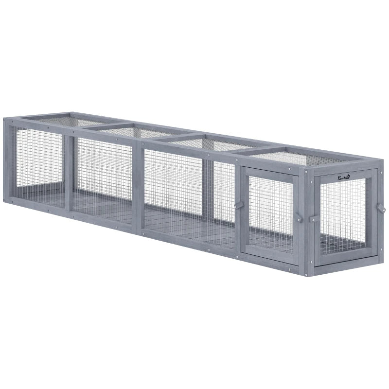 Wooden Cat Run with Weather Protection, Indoor & Outdoor Cat Shelter - Dark Gray