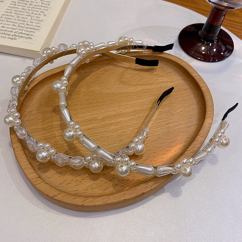 Women's Retro Pearl Headband with Geometric Beads