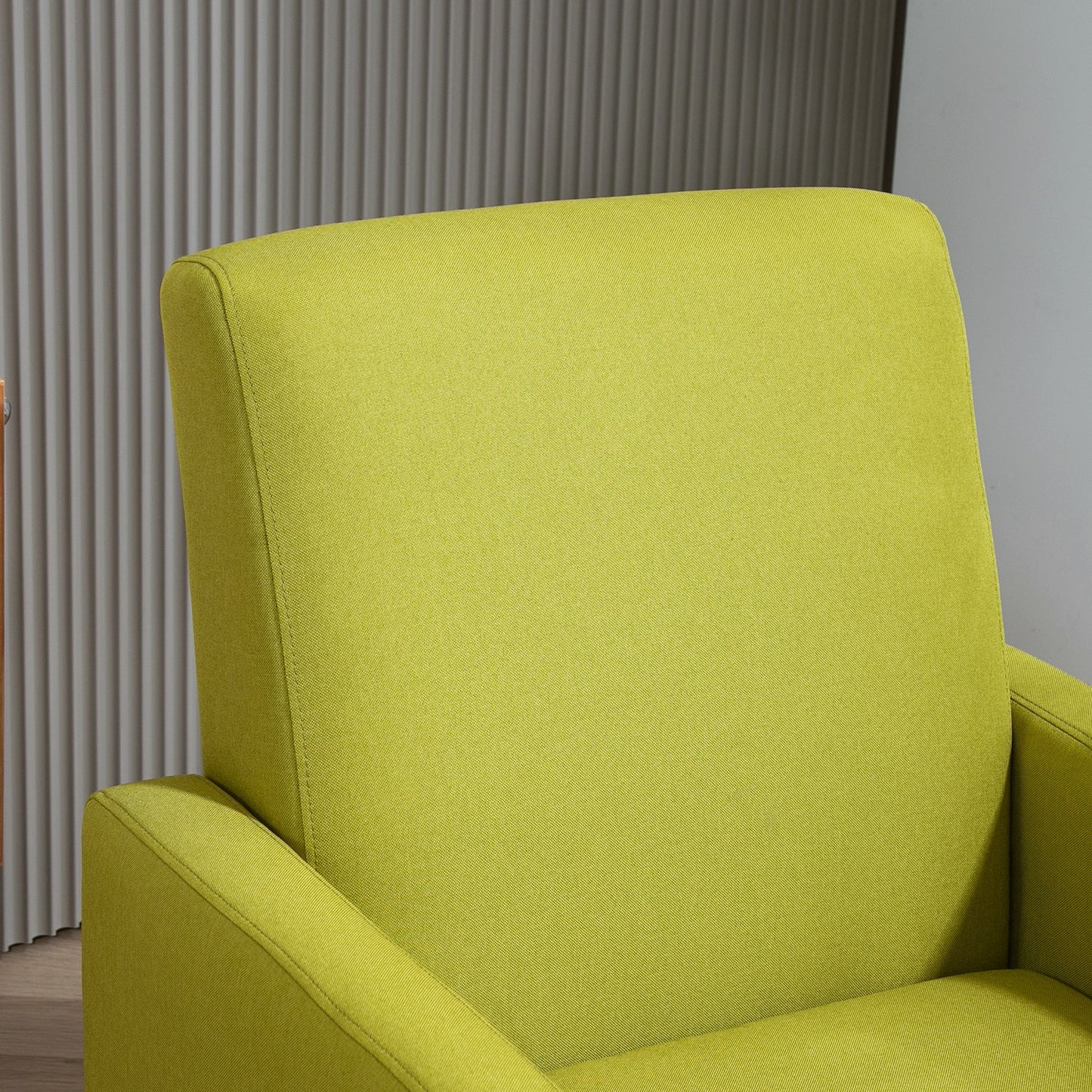 Faux Linen Upholstered Accent Chair, Modern Armchair With Solid Wood