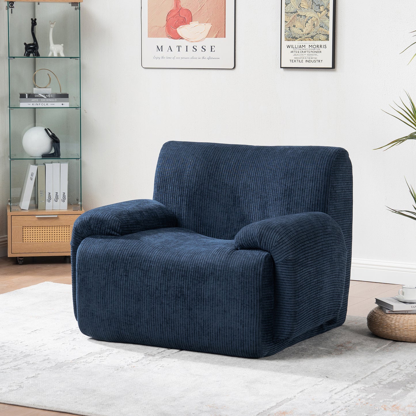 42" Wide Modern Upholstered Chenille Accent Chair - Navy