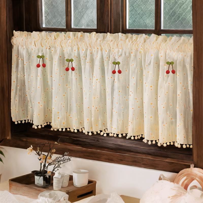 French Country Pastoral Floral No-Drill Door Curtain for Bedroom & Home