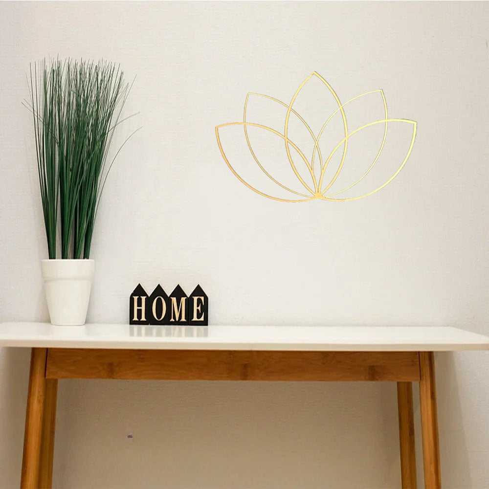 Gold Lotus Flower Wrought Iron Wall Art - Modern Zen Decor
