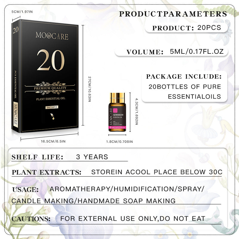 20 PCs Aromatherapy Essential Oil Set for Relaxation and Skin Care