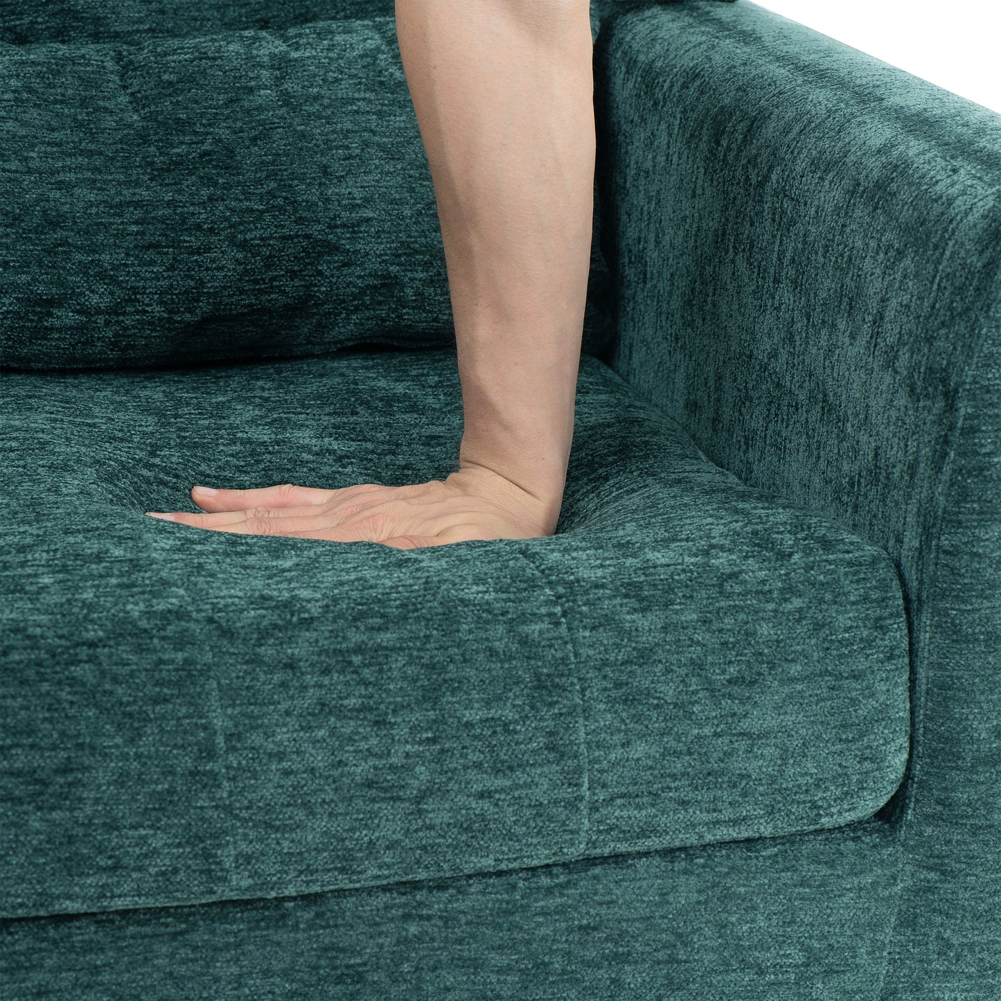Modern Chenille Accent Chair with Pillow - Blackish Green