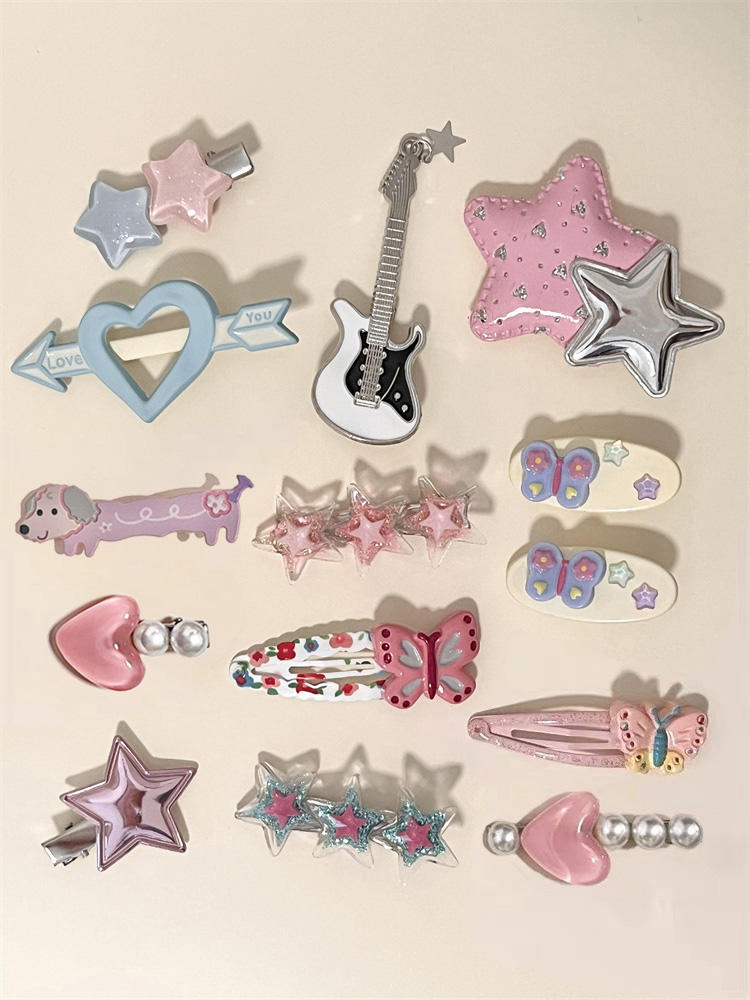 Butterfly & Flower Hair Barrettes Set - 10 Pack