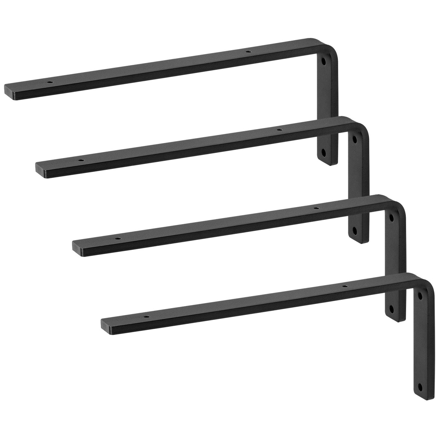 Heavy Duty Floating Shelf Brackets - 16x6 Inch, Black, 4 Pcs