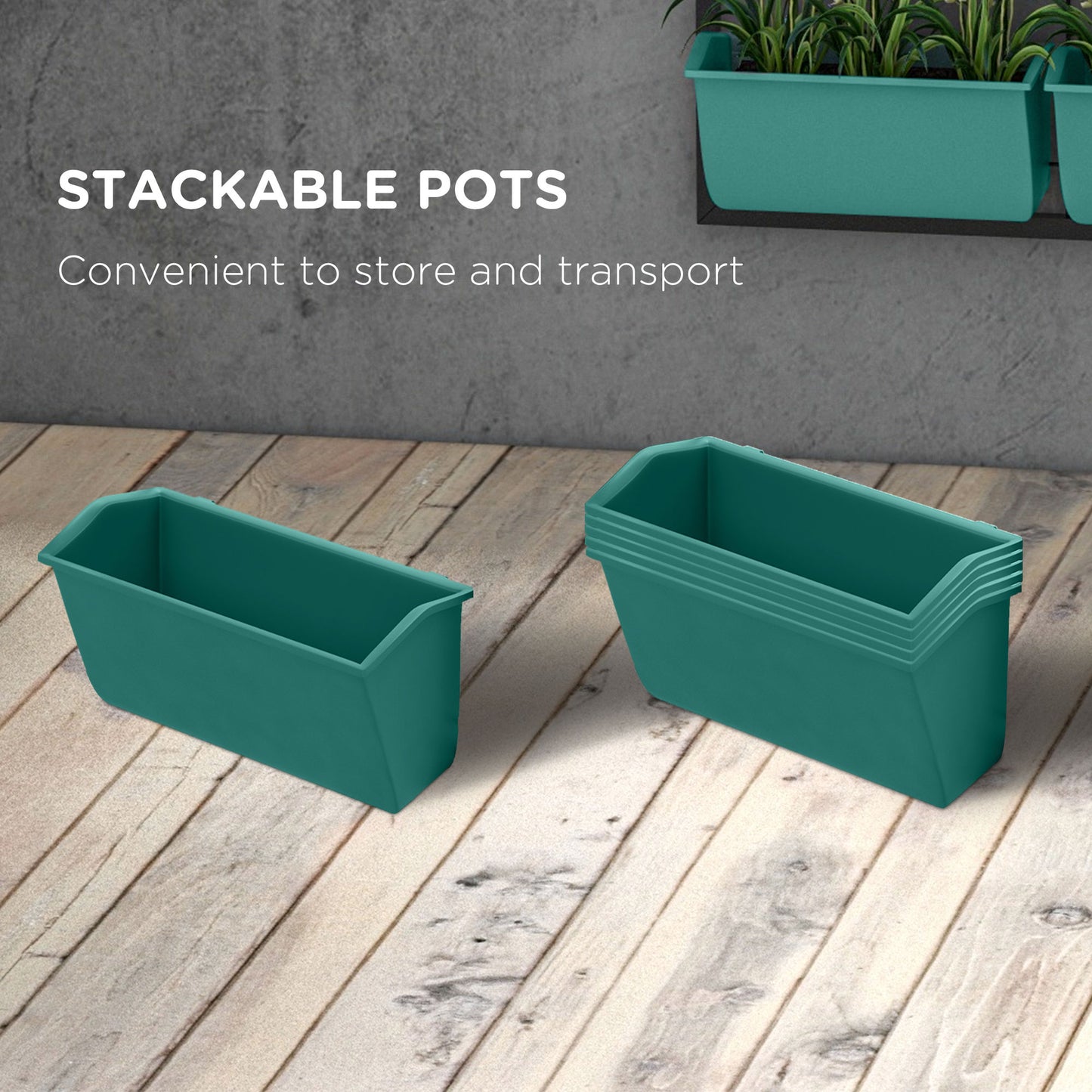 3-Tier Wall-Mounted Plant Holder with 6 Pots for Indoor Outdoor Gardening