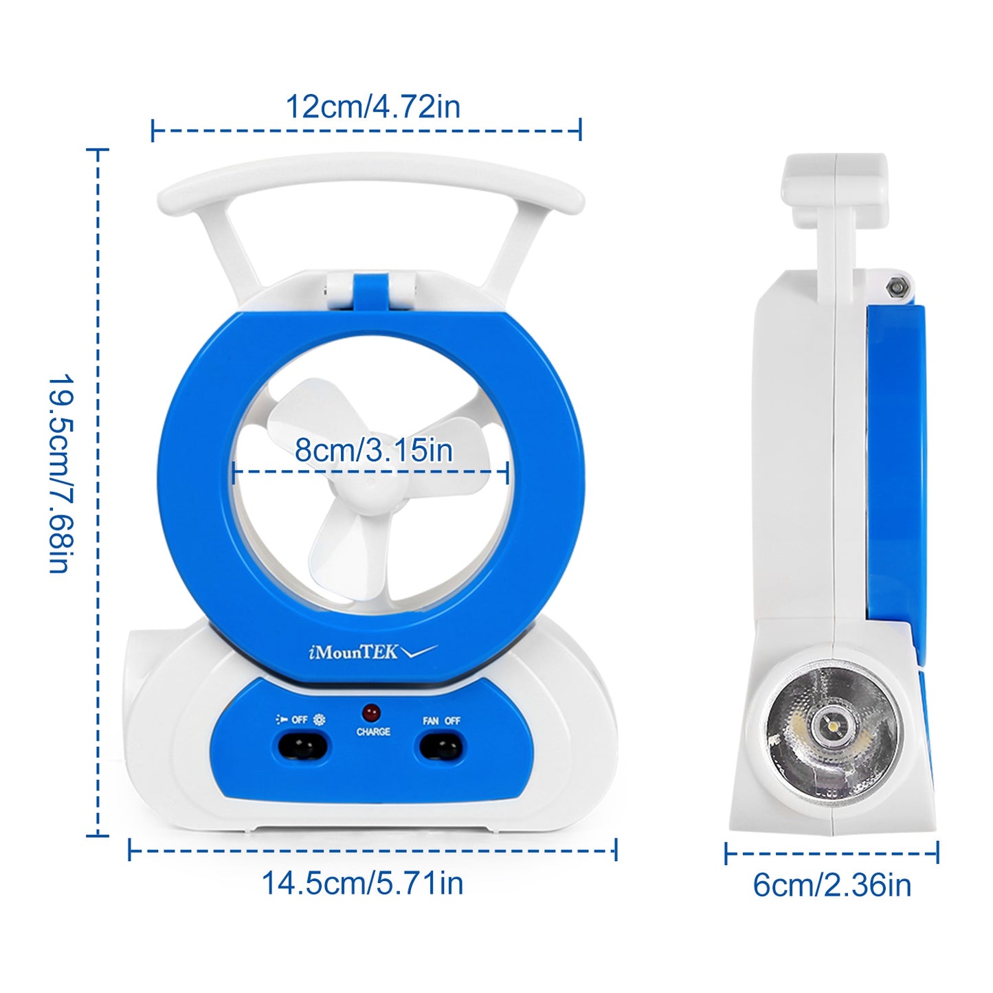 Multi-Functional Desk Fan with 180° Adjustable LED Lamp and Flashlight