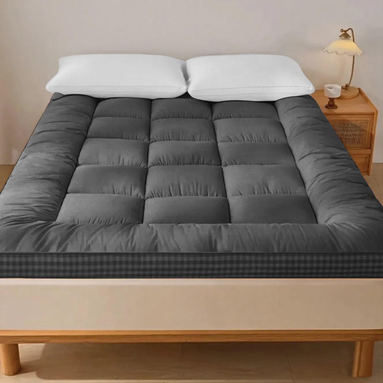 Quilted Mattress Topper Pad - Dark Gray - Multiple Sizes