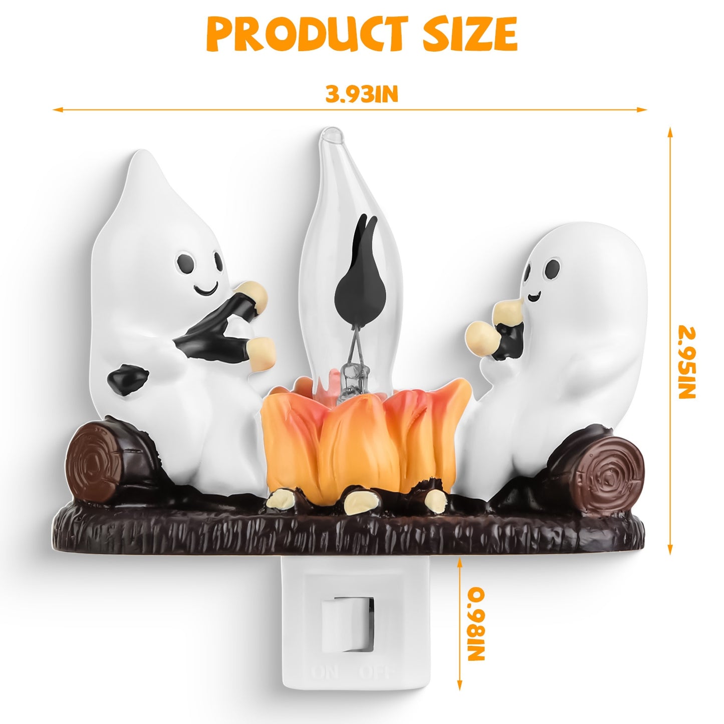 Ghost Campfire Flickering Night Light - Halloween & Bedroom Decor, Pack of 2