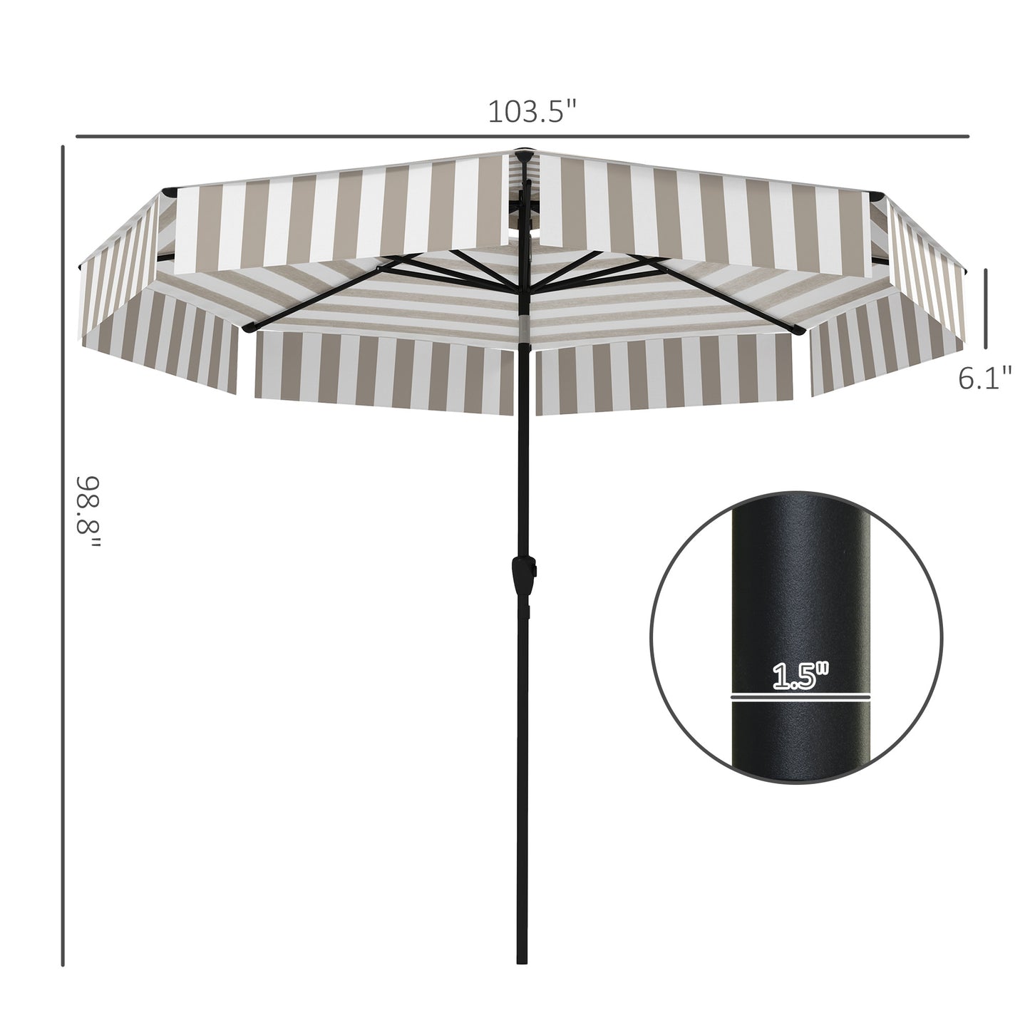8.6FT Patio Umbrella with UPF 30+ Protection - Light Gray