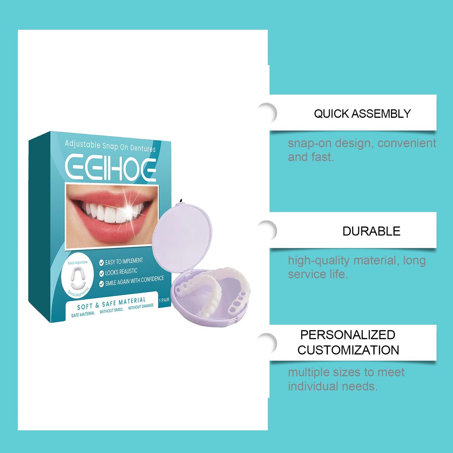 Adjustable Snap-On Dentures - Temporary Gap Filling Dental Kit