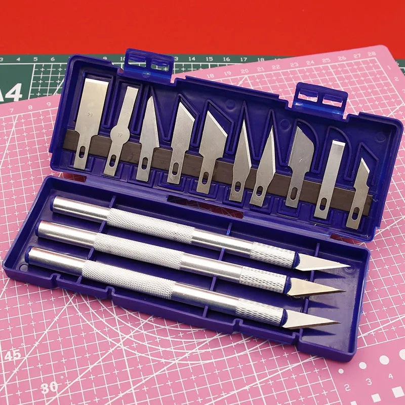 13-Piece Aluminum Alloy Carving Knife Set with Steel & Handle Options