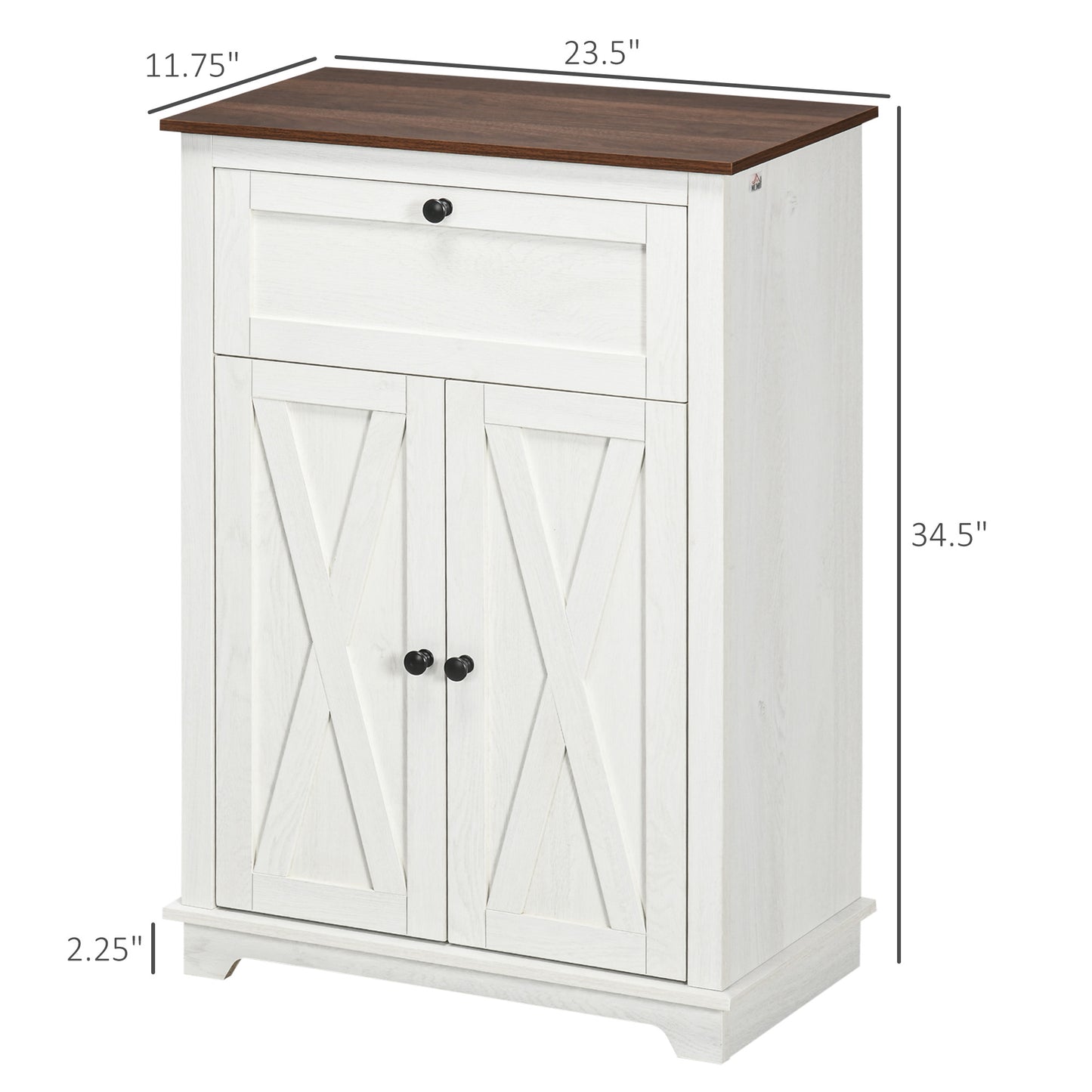 Farmhouse Sideboard Storage Cabinet with Doors & Drawer - White