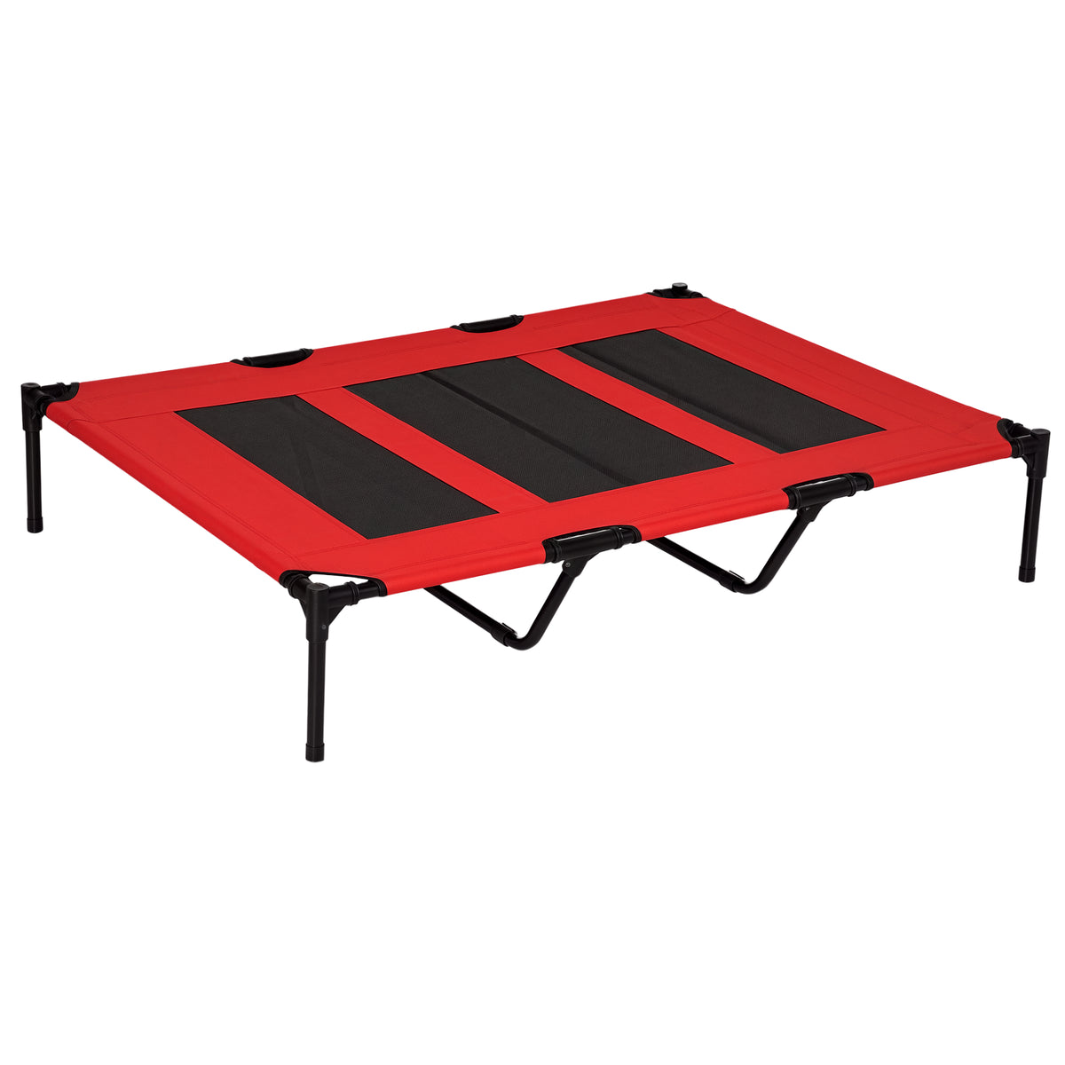 Elevated Outdoor Dog Bed with Metal Frame and Breathable Mesh - Red, 930x250x80mm
