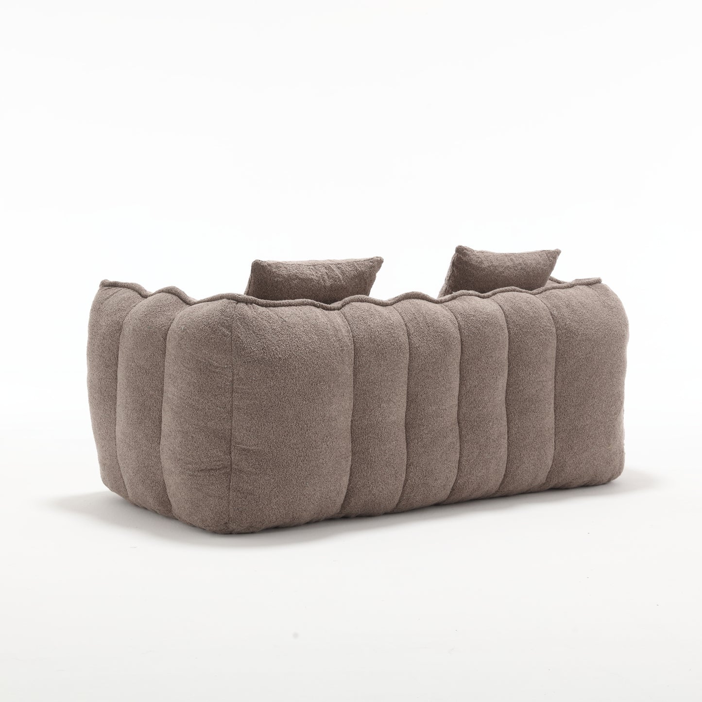 Comfortable Brown Beanbag Chair for Two - Chenille Foam Sofa