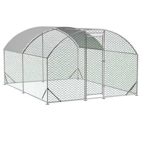 Large Metal Chicken Coop with Waterproof UV Cover and Walk-In Fence - Yard Farm Use