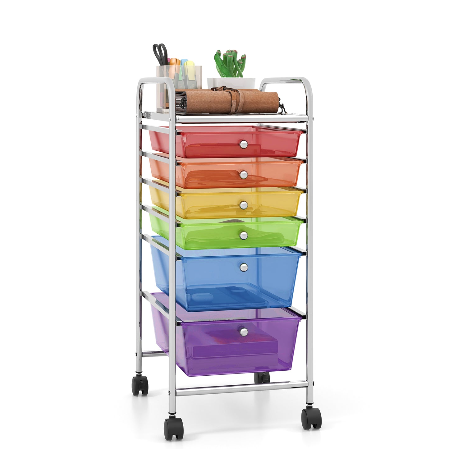 6-Drawer Rolling Storage Cart Organizer - Transparent Multicolor