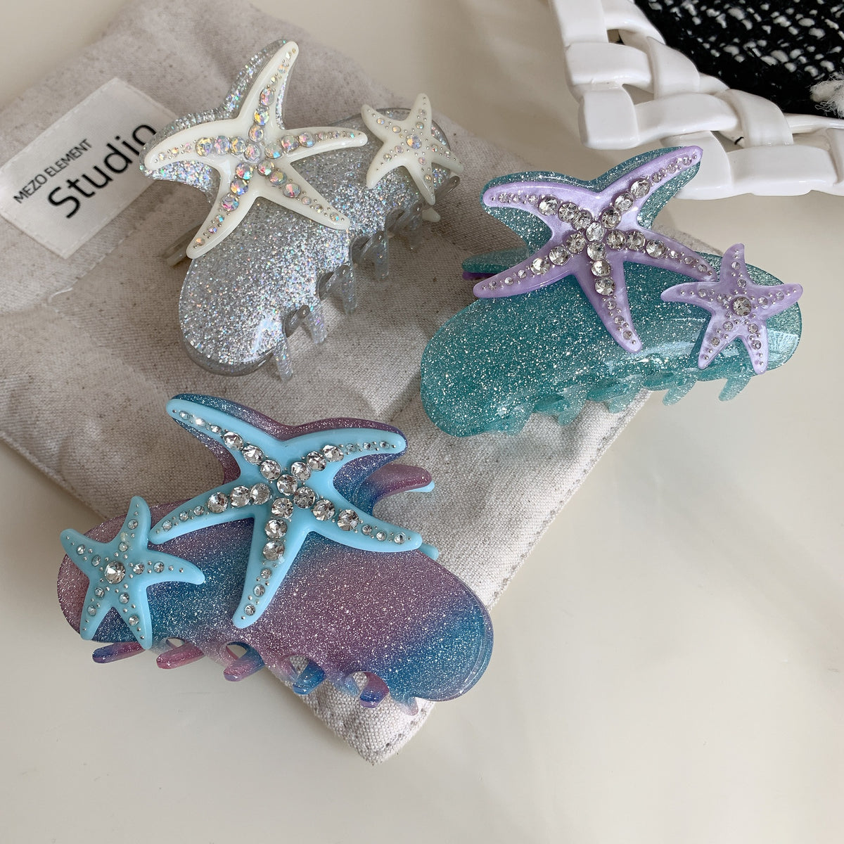 Korean Style Large Hair Clip with Diamond Accent - Multiple Colors