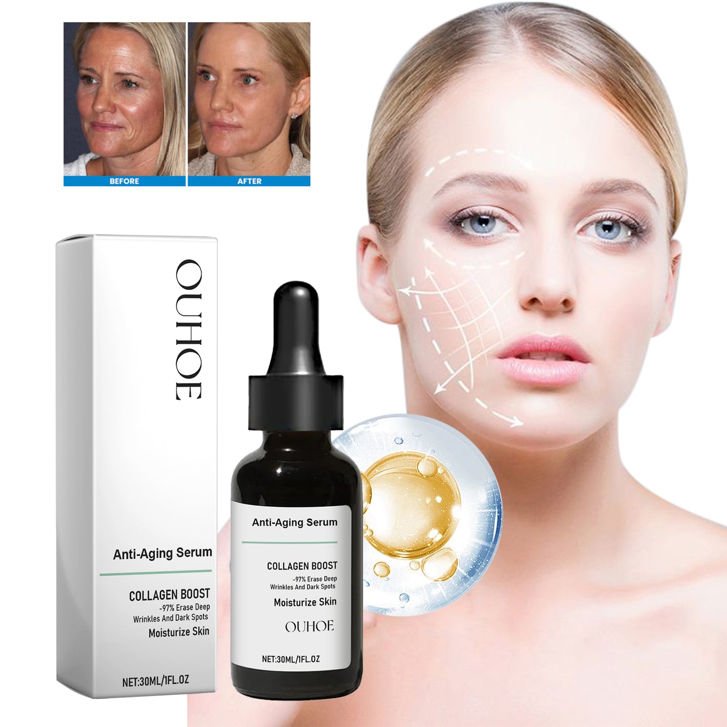 Collagen Anti-Wrinkle Facial Essence - 30ml Firming & Moisturizing Face Serum