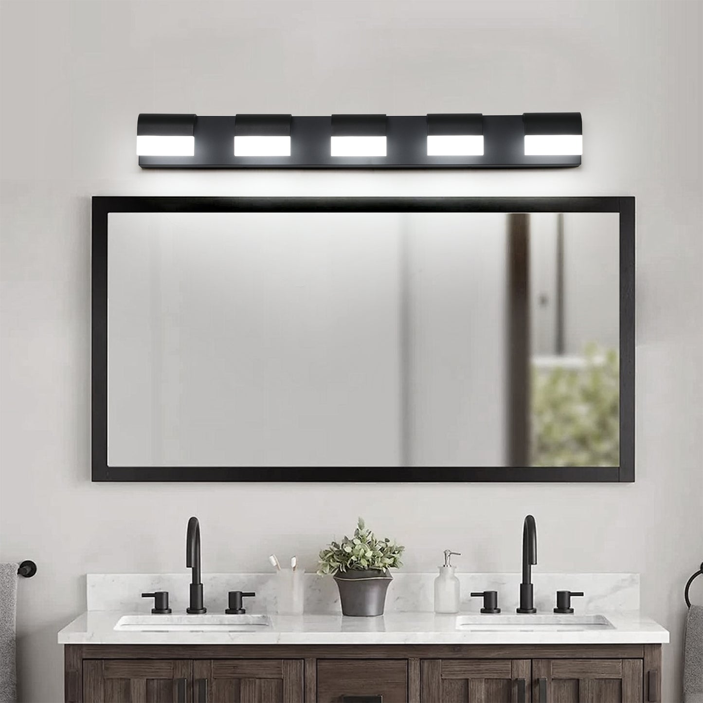 5-Light Modern Bathroom Vanity Lighting - LED Wall Fixture