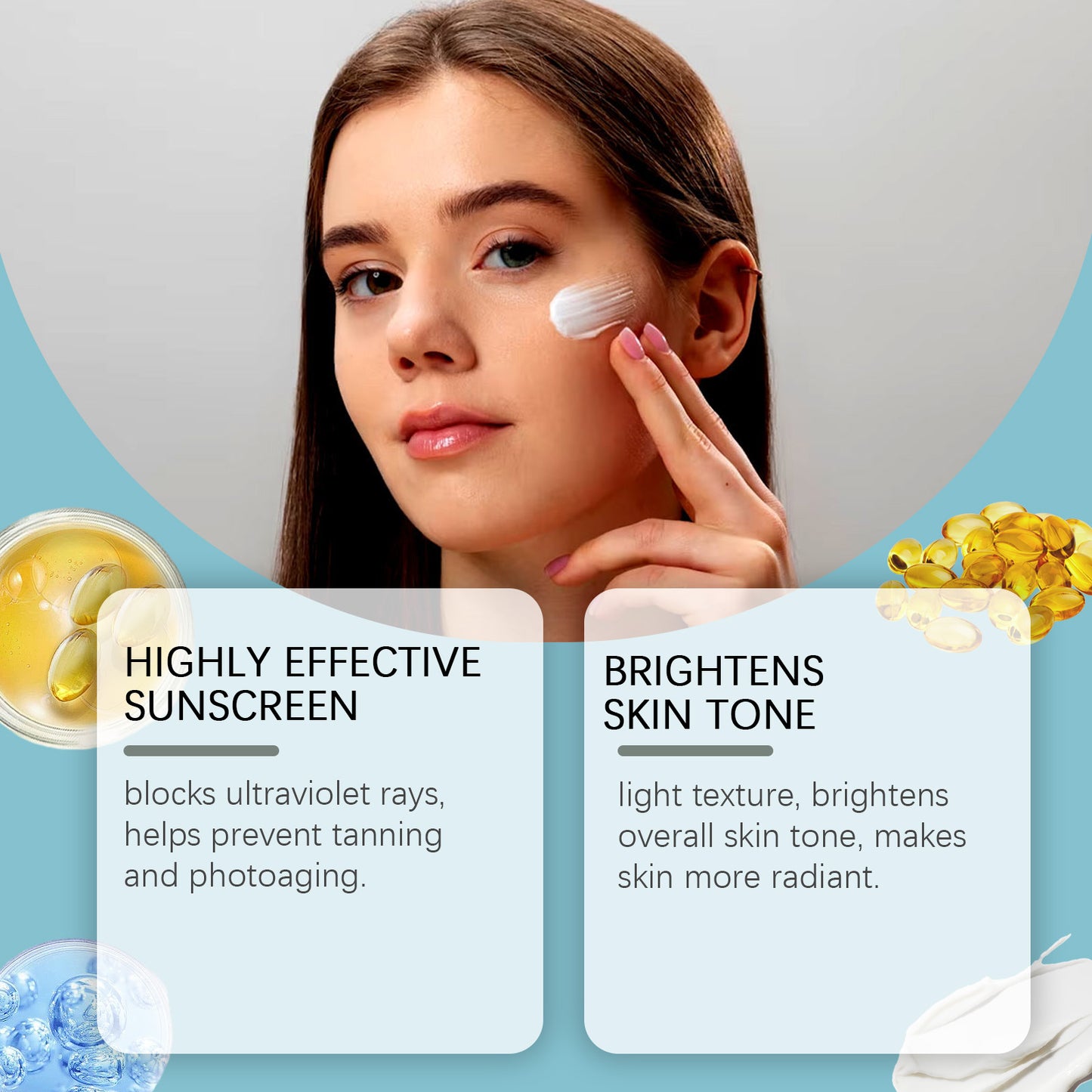 Brightening Moisturizing Cream - Gentle Facial Skin Care with Vitamin E