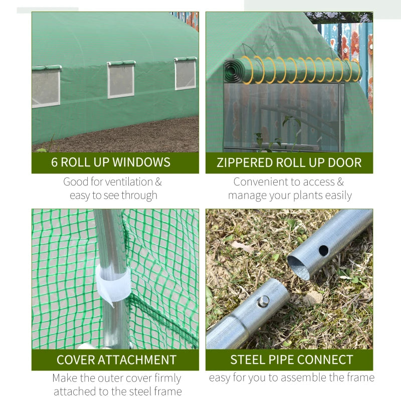 Outdoor Walk-In Tunnel Greenhouse with Windows - Greenhouse Garden Tool
