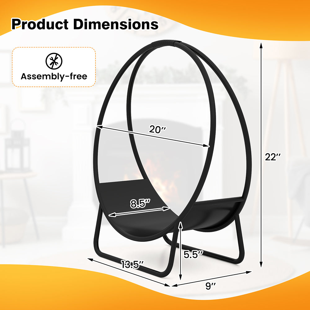 Firewood Log Hoop 20 Inch Round Heavy-duty Metal Curved Rack With