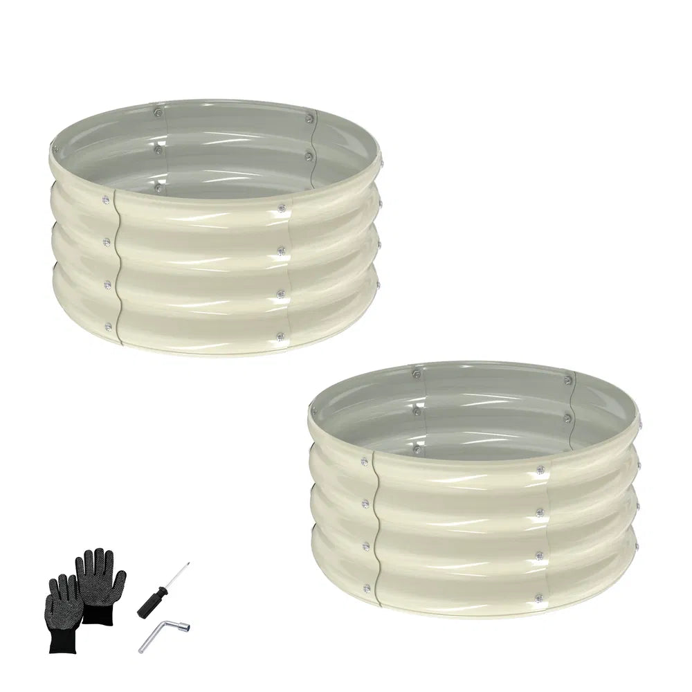 Raised Garden Bed - 2-Pack Round Galvanized Planter Boxes
