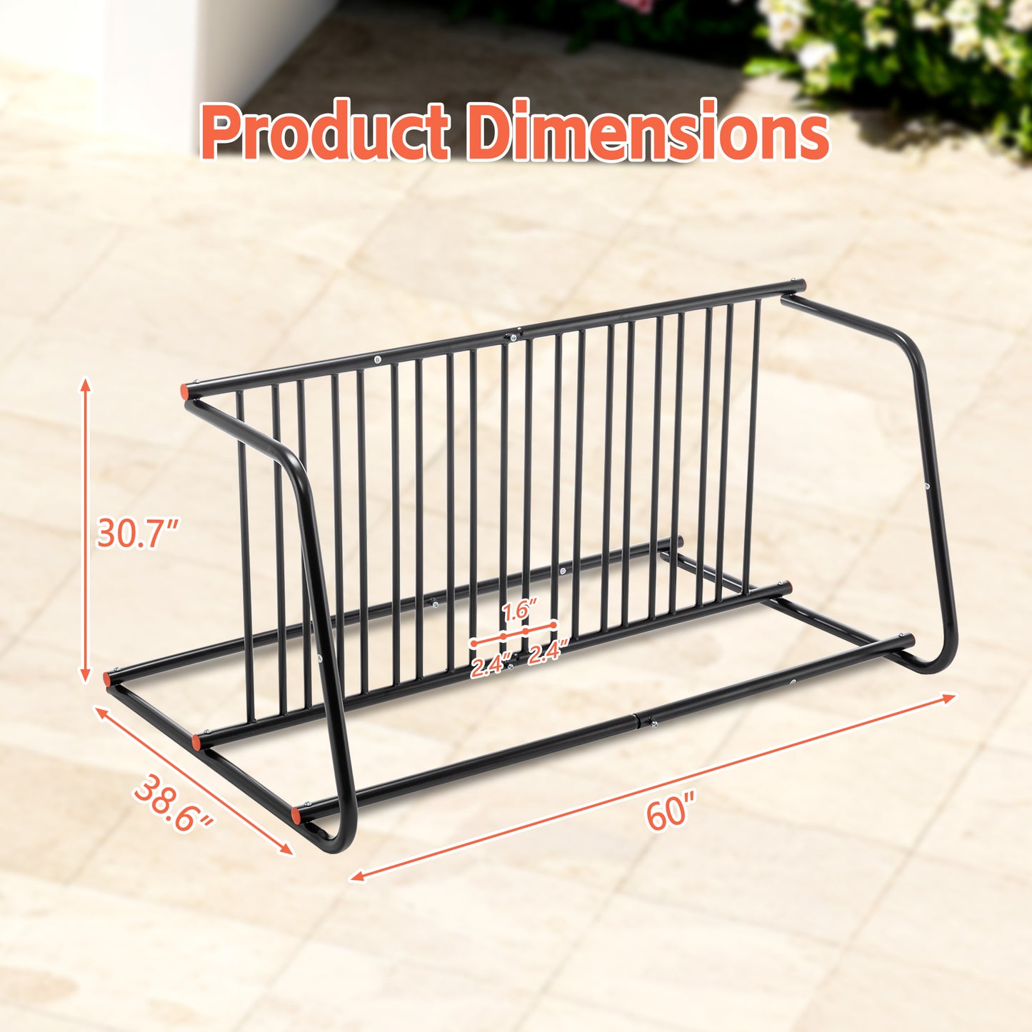 Heavy-Duty Outdoor Bike Rack - Freestanding Steel Storage Stand for 10 Bikes