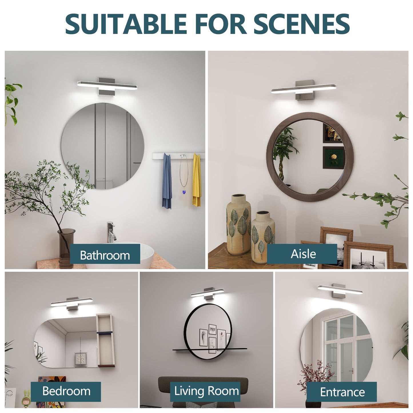 16-Inch Dimmable LED Bathroom Vanity Light Bar Modern Over Mirror Fixture 6000K