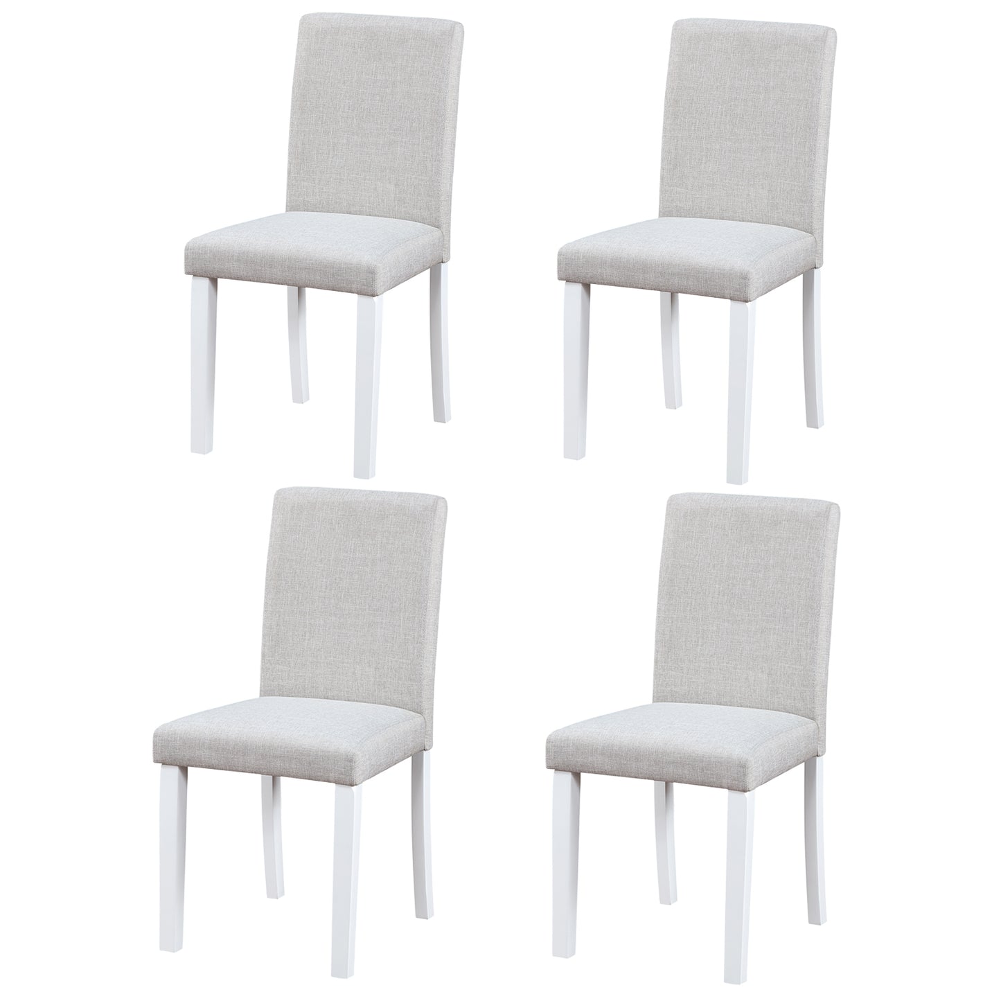 Dining Chairs Set for 4 - Padded White & Gray Kitchen Chairs