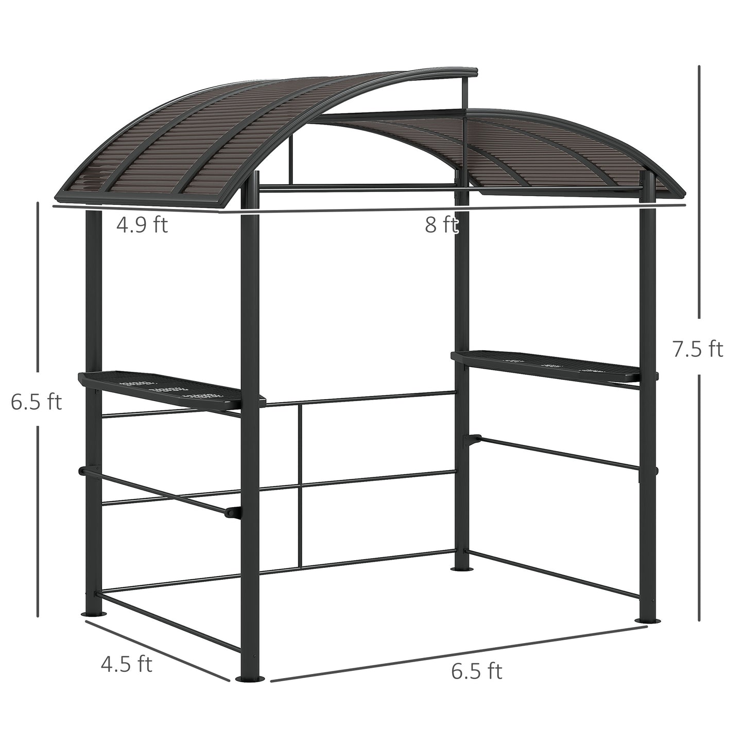 Outdoor Grill Canopy Gazebo with Vented Roof & Side Shelves