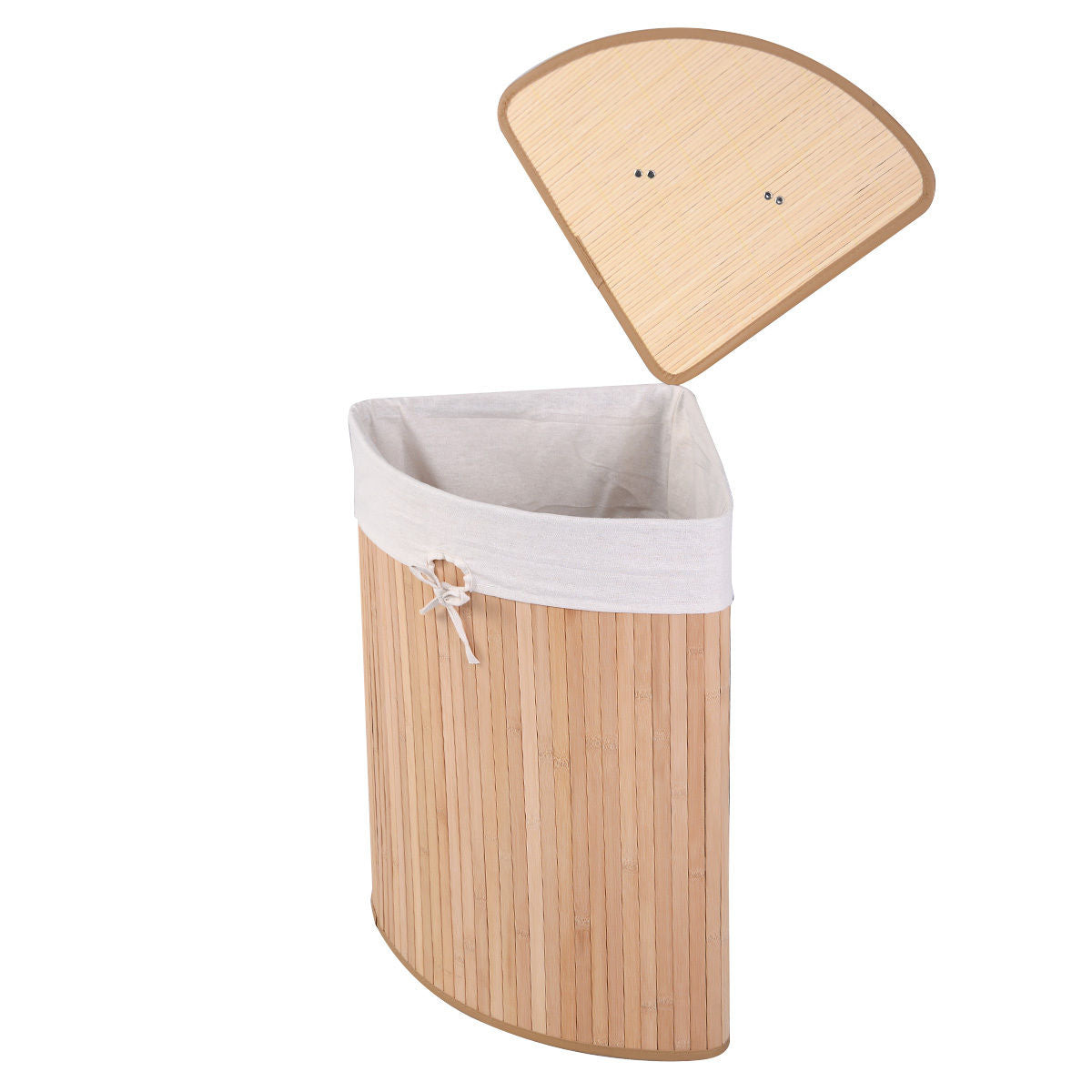 Natural Bamboo Laundry Hamper with Removable Lid - 72L Capacity