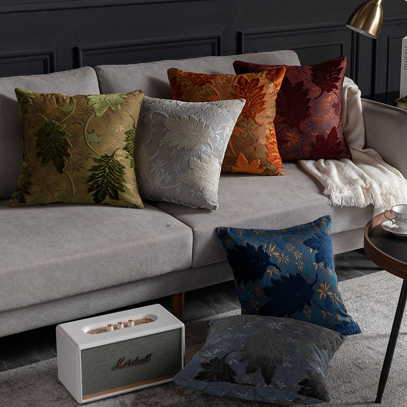 Jacquard Cut-Pile Throw Pillow Cover Sofa Backrest Cushion Home Decor