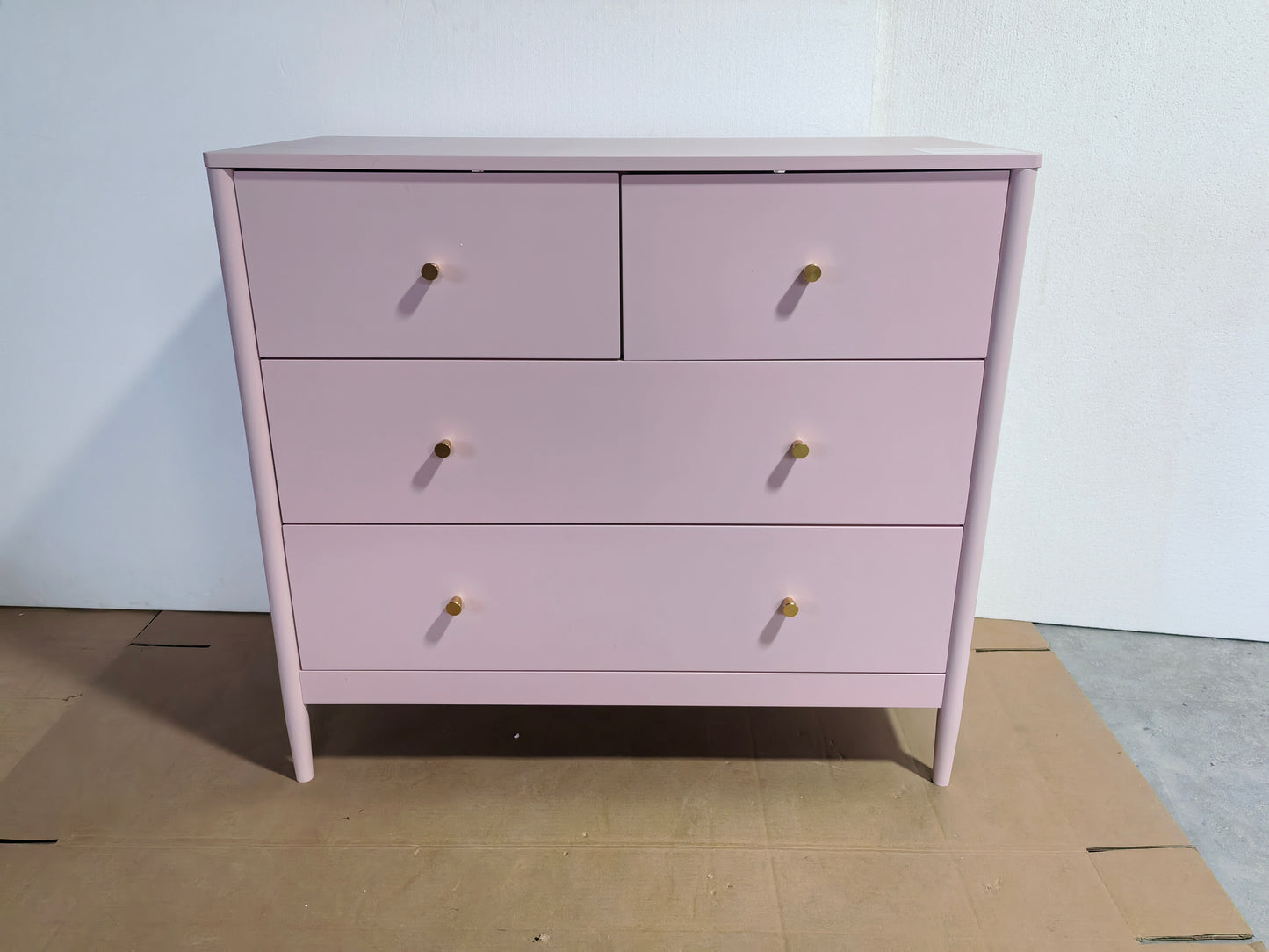 Pink 4-Drawer Wooden Kids Dresser - Modern Storage Cabinet