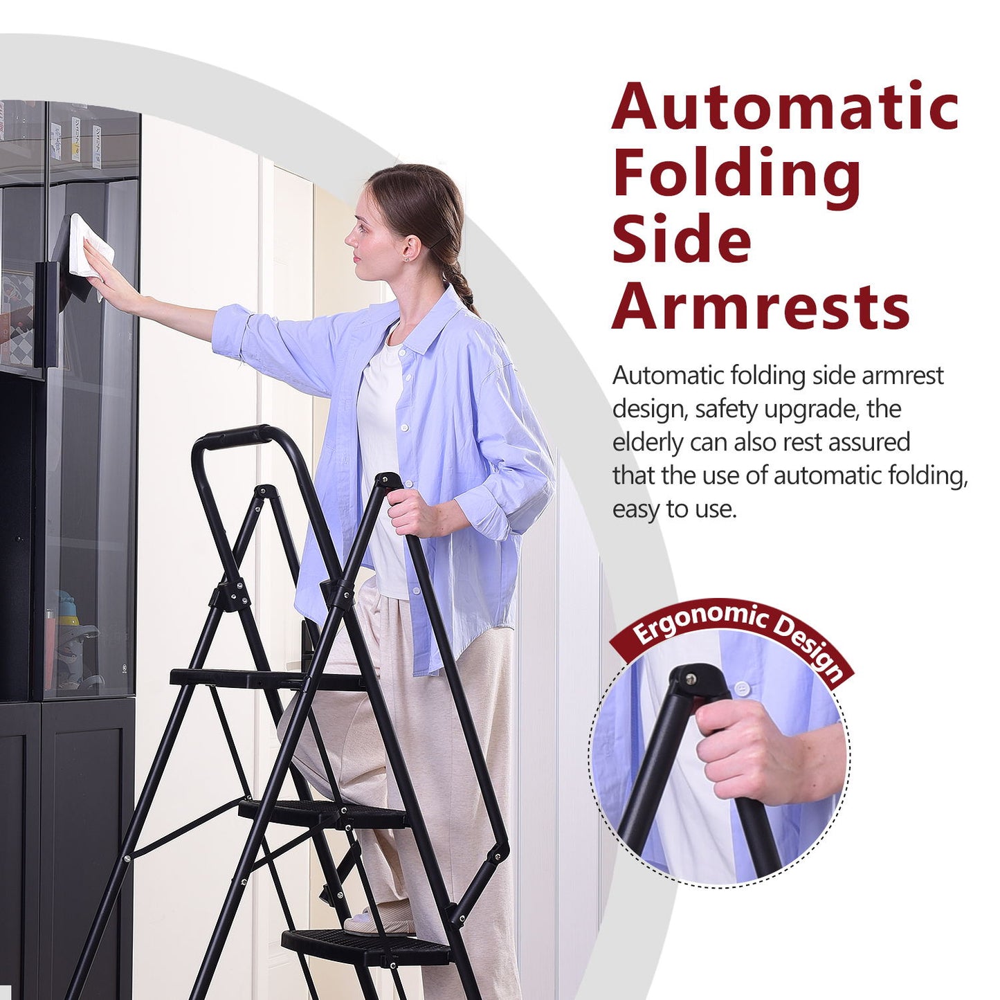 Multi-Purpose Foldable Step Ladder with Anti-Slip Feet - Space Saving & Safe
