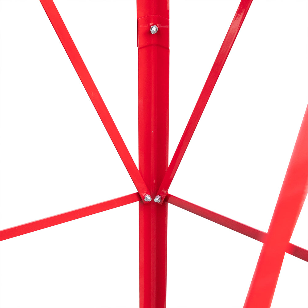 8FT Weather Resistant Garden Windmill with Steel Frame - Red Decorative Windmill for Lawn & Yard