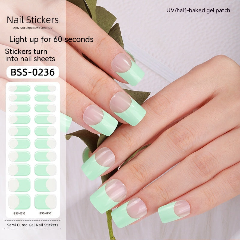 French Gel Nail Stickers - 20pc Semi-Cured Full Set
