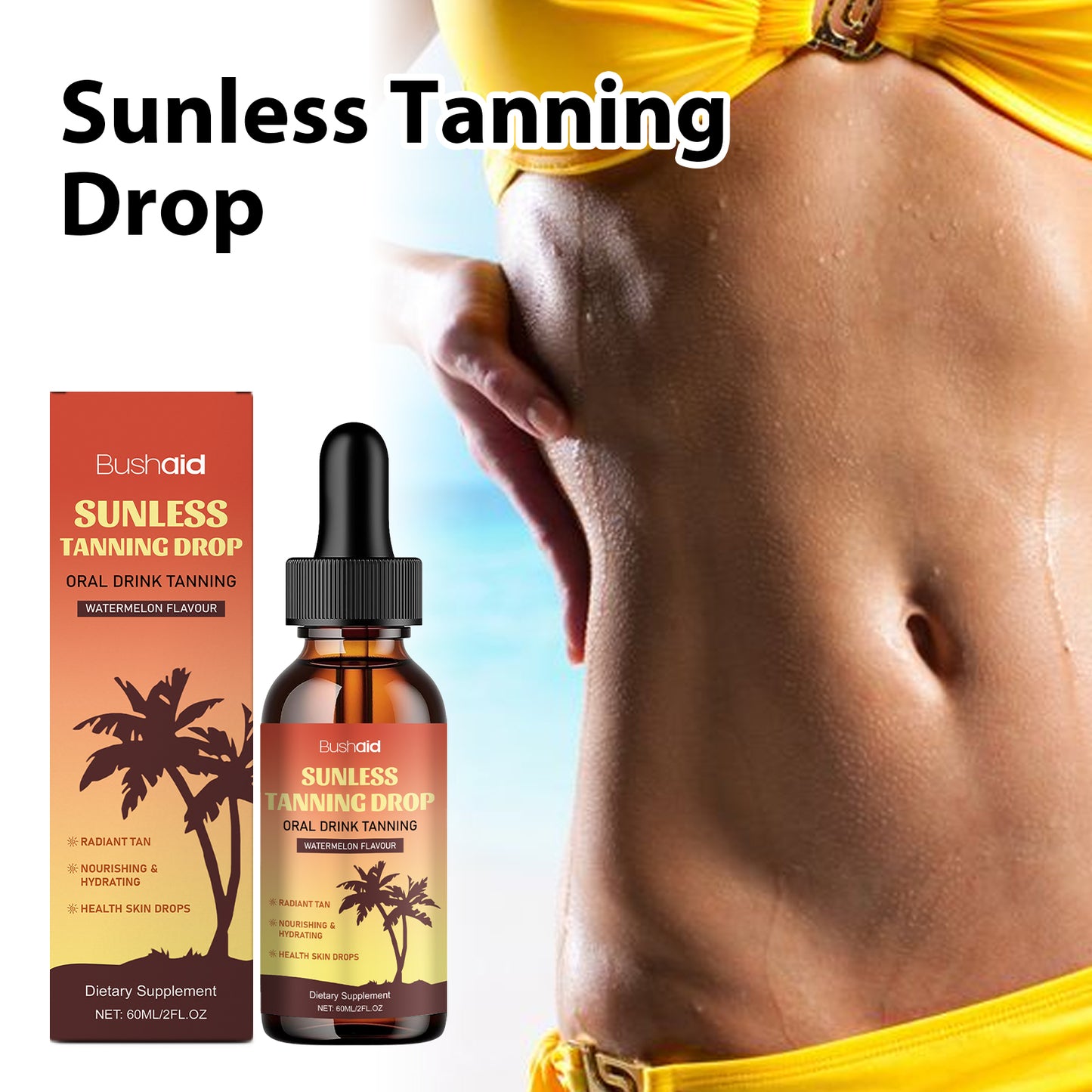 Natural Black Sunless Tanning Drops - 60ml Facial Self Tanner