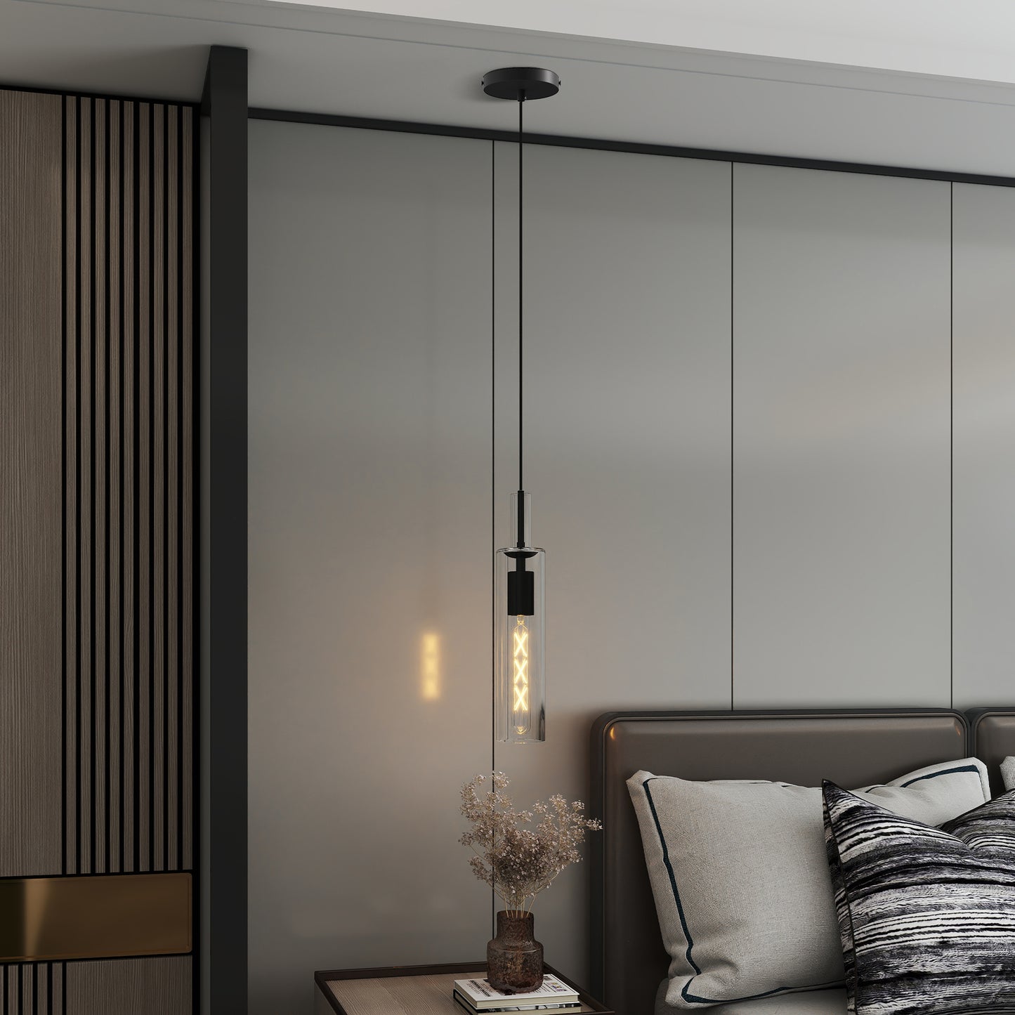 Modern Adjustable Black Glass Pendant Light - 3 Pack