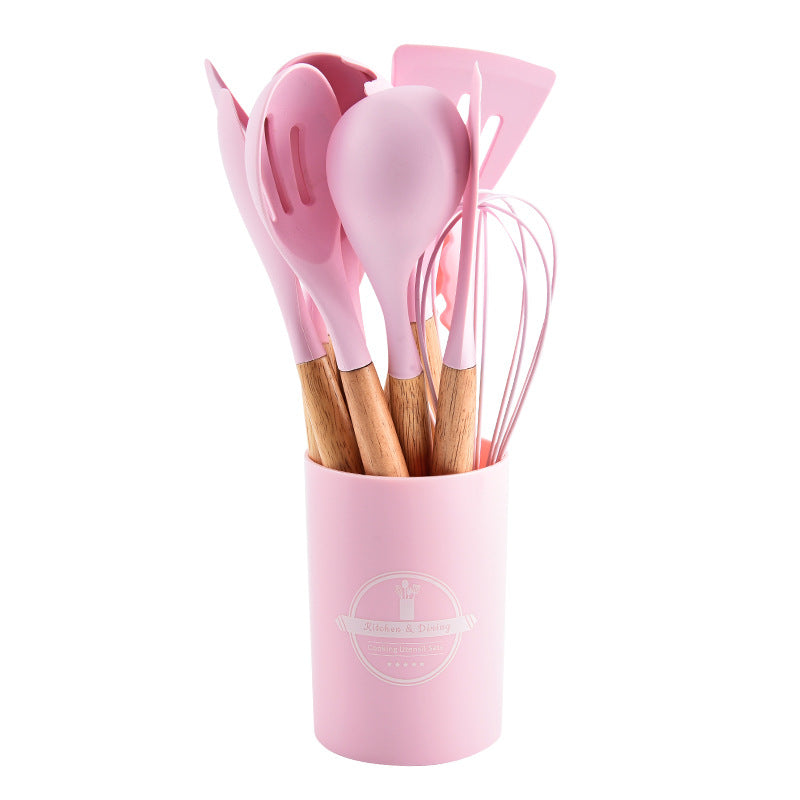 Silicone Cooking Utensil Set Food Grade Kitchen Storage Tools - Multiple Colors