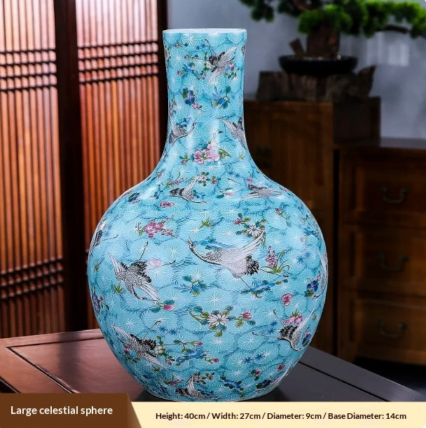 Large Ceramic Vase with Enamel Finish - Elegant Home Decoration