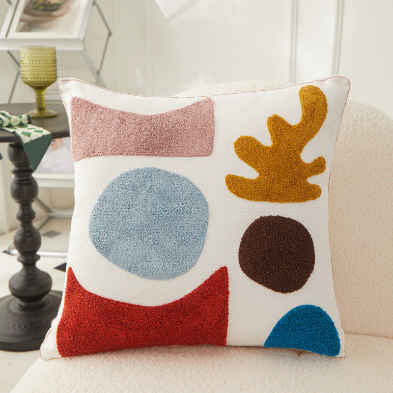 Cotton Embroidery Pillowcase Set - Morandi Seaweed Color Block Nordic Style