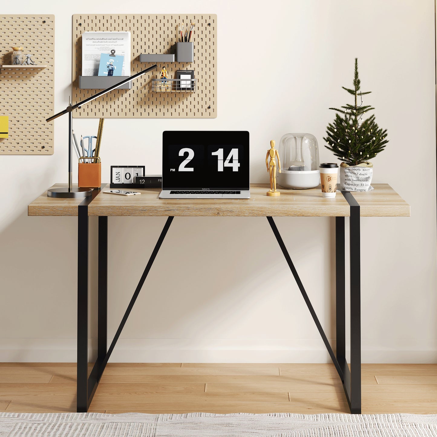 Rustic Industrial Rectangular Wood Dining Table For 4-6 Person, With