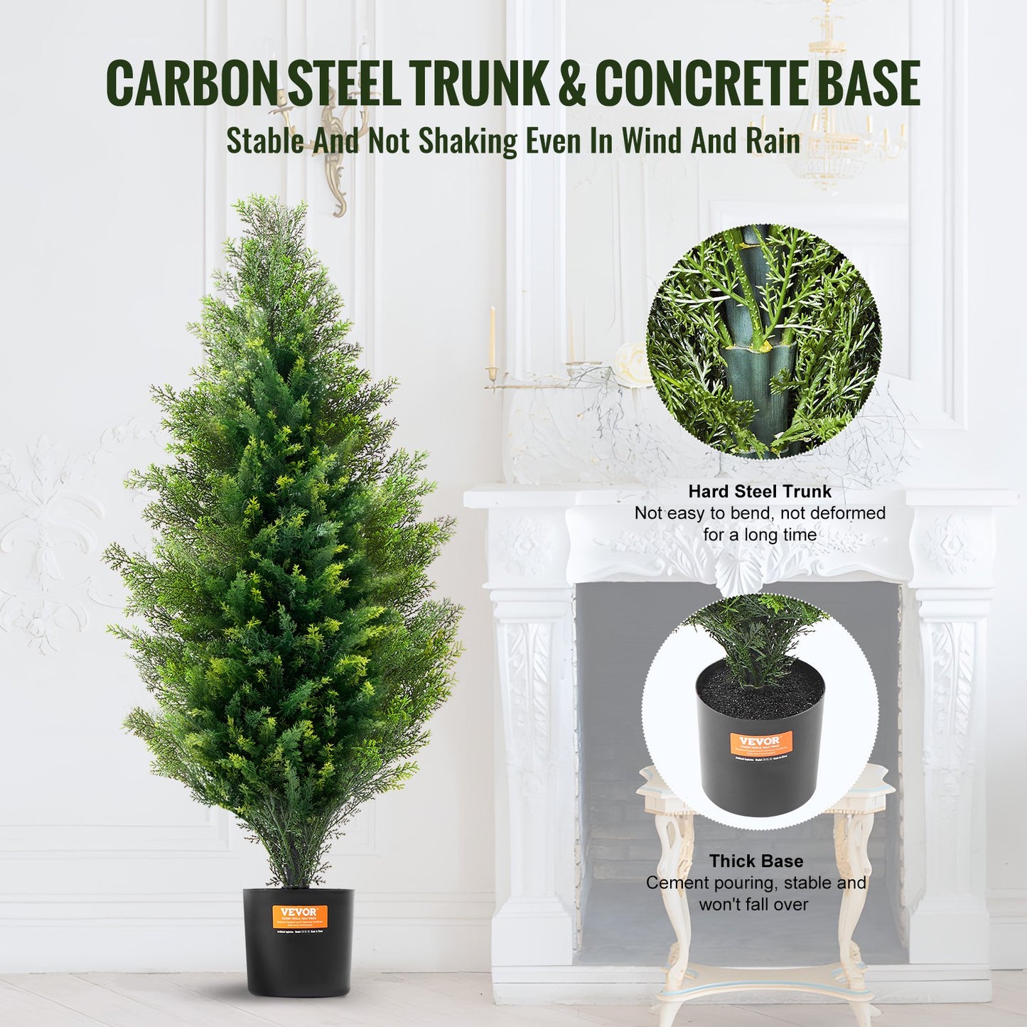 Artificial Cedar Topiary Tree 3ft UV-Resistant Outdoor Indoor Decor 2 Pack - Green