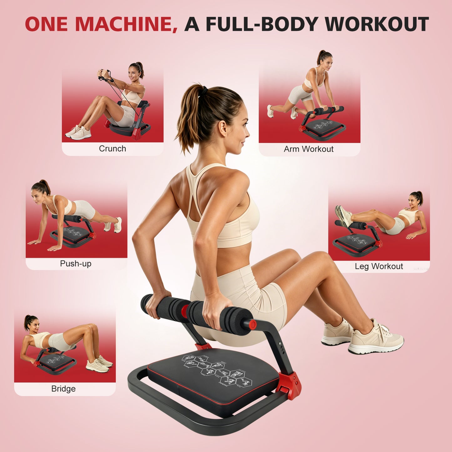 Ab Core Trainer with Resistance Bands - Home Gym Equipment