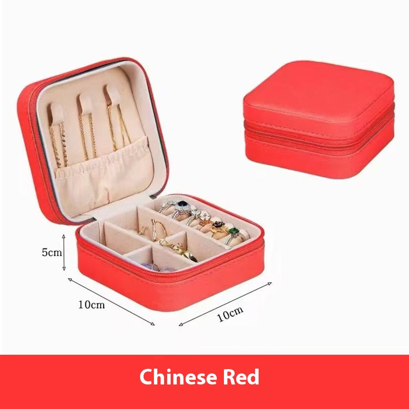 Portable Jewelry Box with Velvet Interior for Rings and Earrings