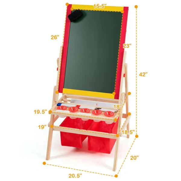 3-in-1 Kids Art Easel - Double-Sided Magnetic Board & Paper Roll