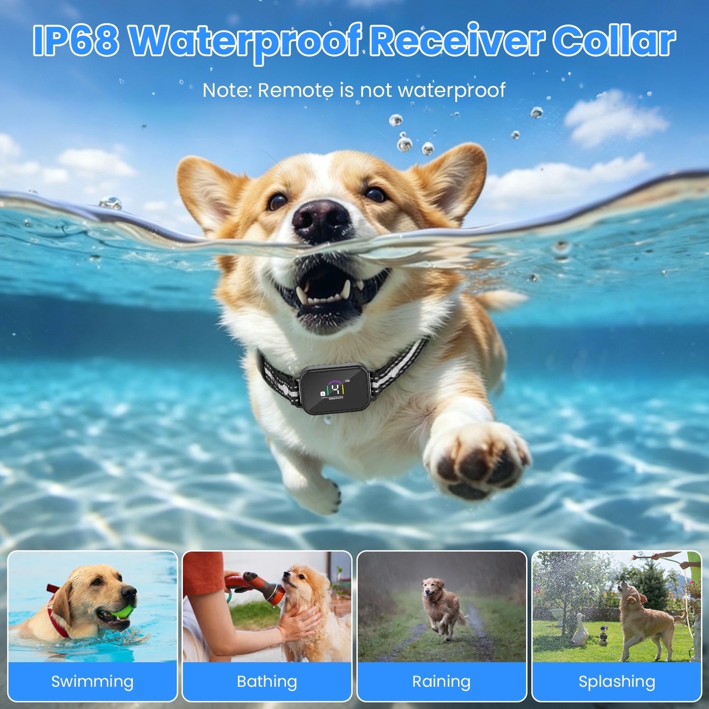 Dog Training Collar with Remote, Bark Control & 3 Channels - Waterproof Rechargeable